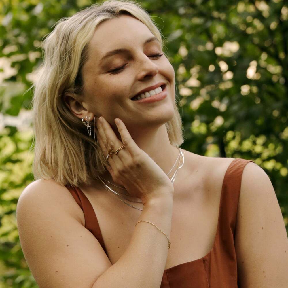 Daisy London Sterling Silver Estee Lalonde Flow Huggie Hoop Earrings Additional Image - 2