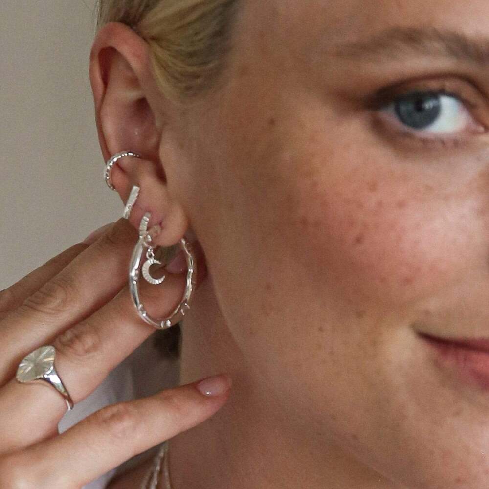 Daisy London Sterling Silver Estee Lalonde Goddess Glow Hoop Earrings Additional Image - 1