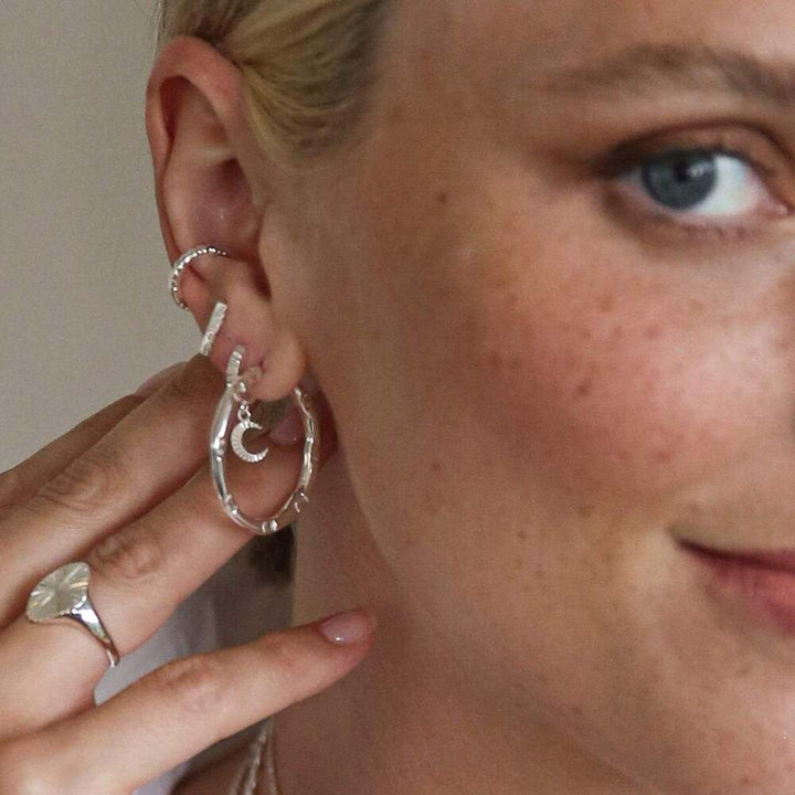 Daisy London Sterling Silver Estee Lalonde Goddess Glow Hoop Earrings Additional Image - 1