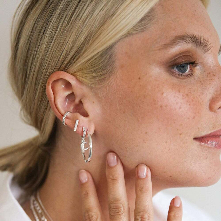 Daisy London Sterling Silver Estee Lalonde Goddess Glow Hoop Earrings Additional Image - 3