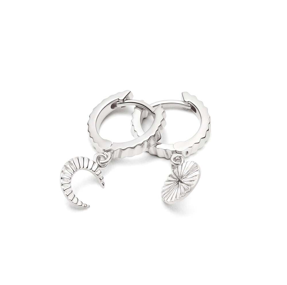 Daisy London Sterling Silver Estee Lalonde Luna Huggie Charm Earrings