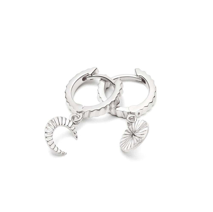 Daisy London Sterling Silver Estee Lalonde Luna Huggie Charm Earrings