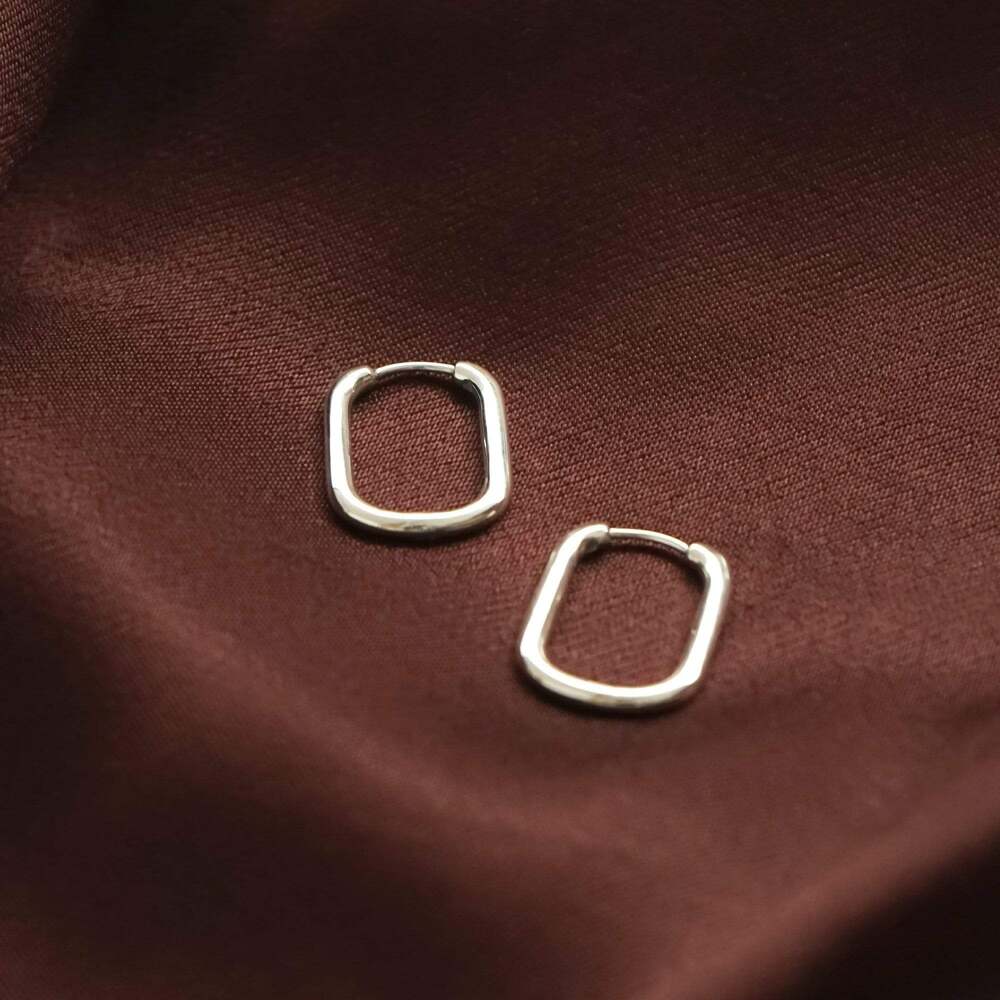 Daisy London Sterling Silver Estee Lalonde Mini Square Hoop Earrings Additional Image - 2