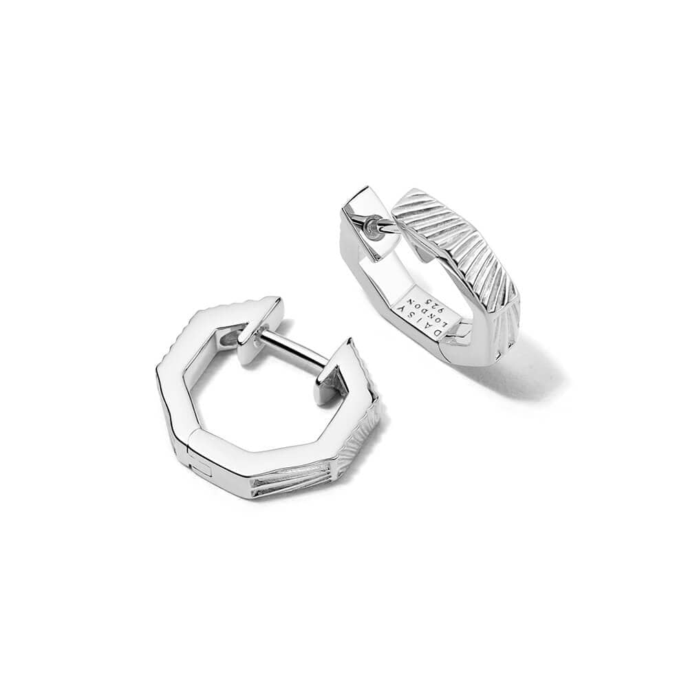 Daisy London Sterling Silver Estee Lalonde Octagonal Huggie Hoop Earrings