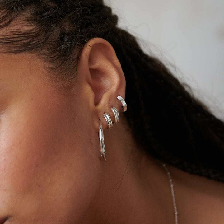 Daisy London Sterling Silver Estee Lalonde Octagonal Huggie Hoop Earrings Additional Image - 1