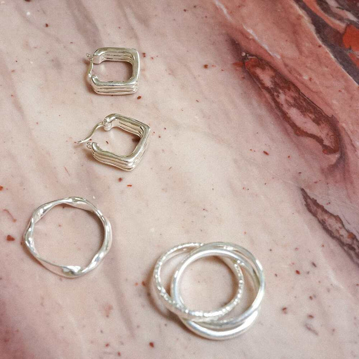 Daisy London Sterling Silver Estee Lalonde Sisterhood Hoop Earrings Additional Image - 4