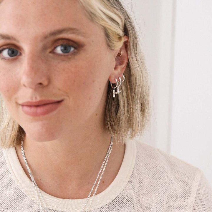 Daisy London Sterling Silver Estee Lalonde Sunburst Huggie Earrings Additional Image - 3