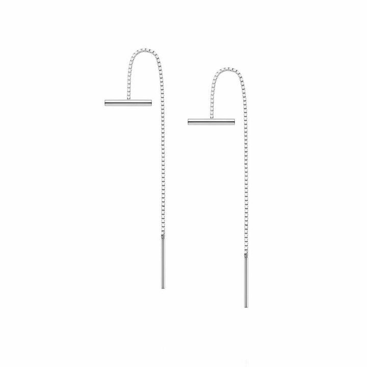 Daisy London Sterling Silver Estee Lalonde T Bar Box Chain Earrings