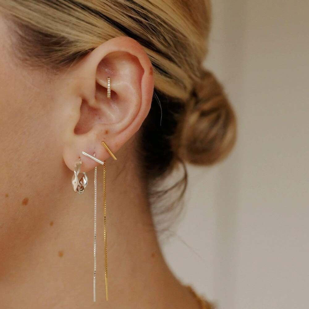 Daisy London Sterling Silver Estee Lalonde T Bar Box Chain Earrings Additional Image - 1