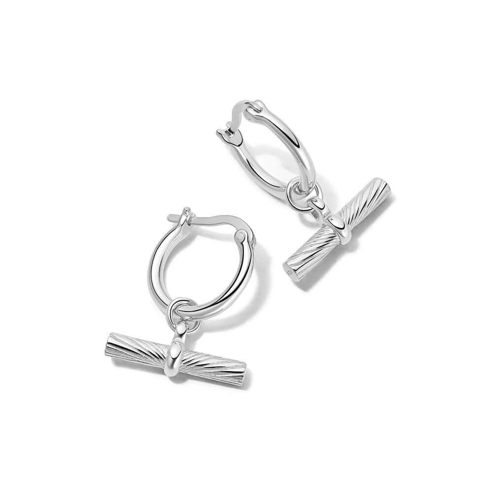 Daisy London Sterling Silver Estee Lalonde T Bar Charm Earrings