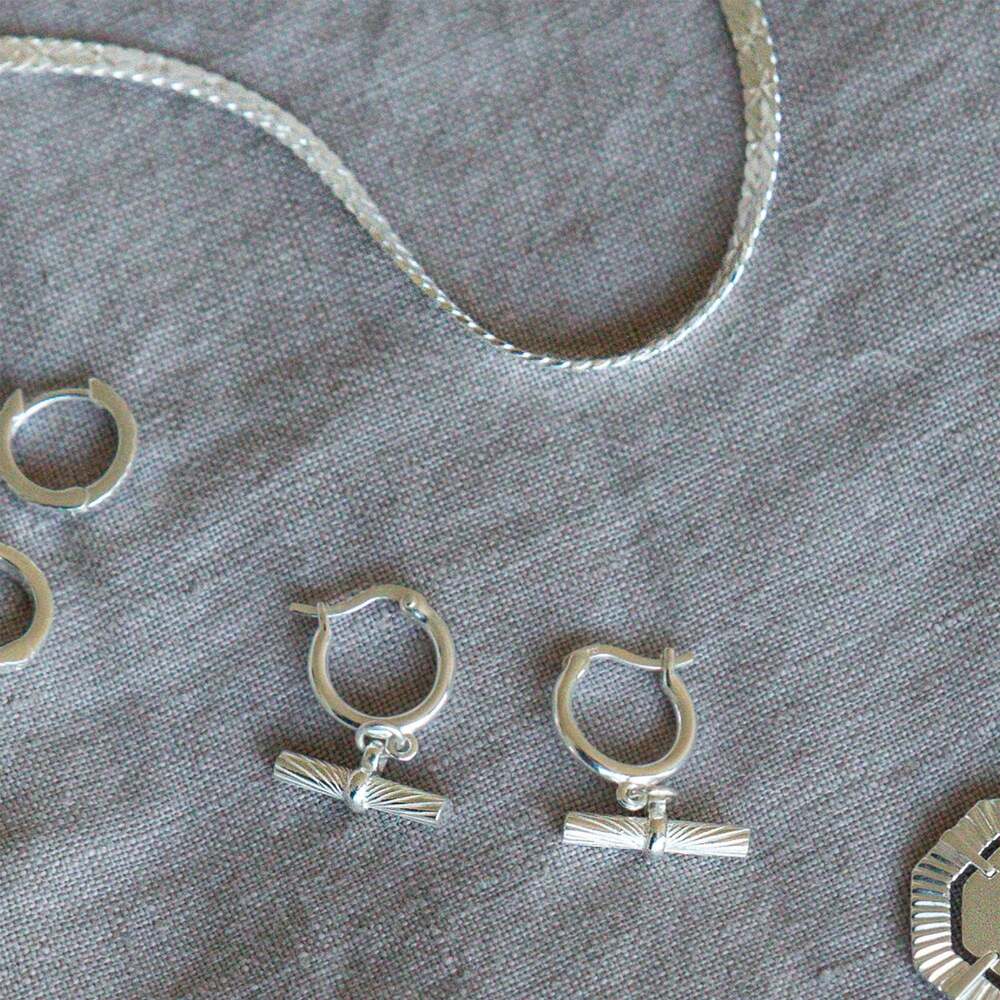 Daisy London Sterling Silver Estee Lalonde T Bar Charm Earrings Additional Image - 1