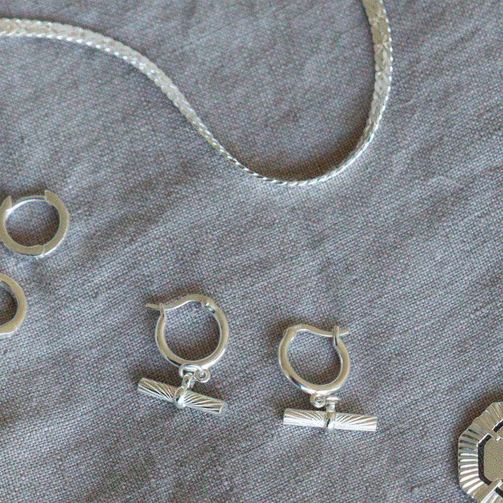 Daisy London Sterling Silver Estee Lalonde T Bar Charm Earrings Additional Image - 1