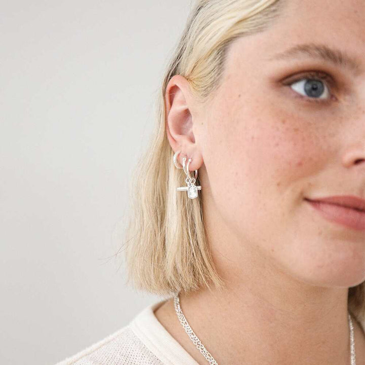 Daisy London Sterling Silver Estee Lalonde T Bar Charm Earrings Additional Image - 2
