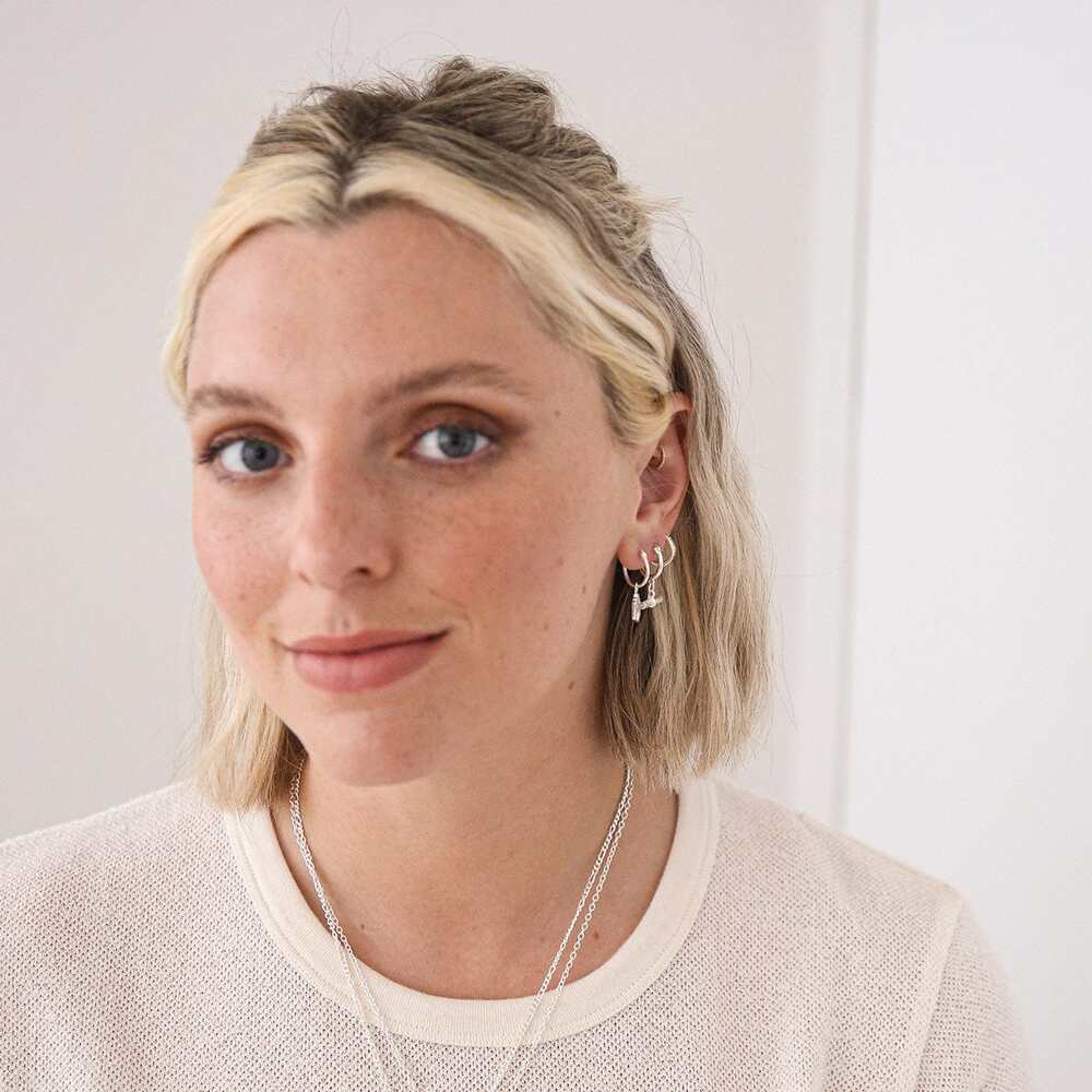 Daisy London Sterling Silver Estee Lalonde T Bar Charm Earrings Additional Image - 3