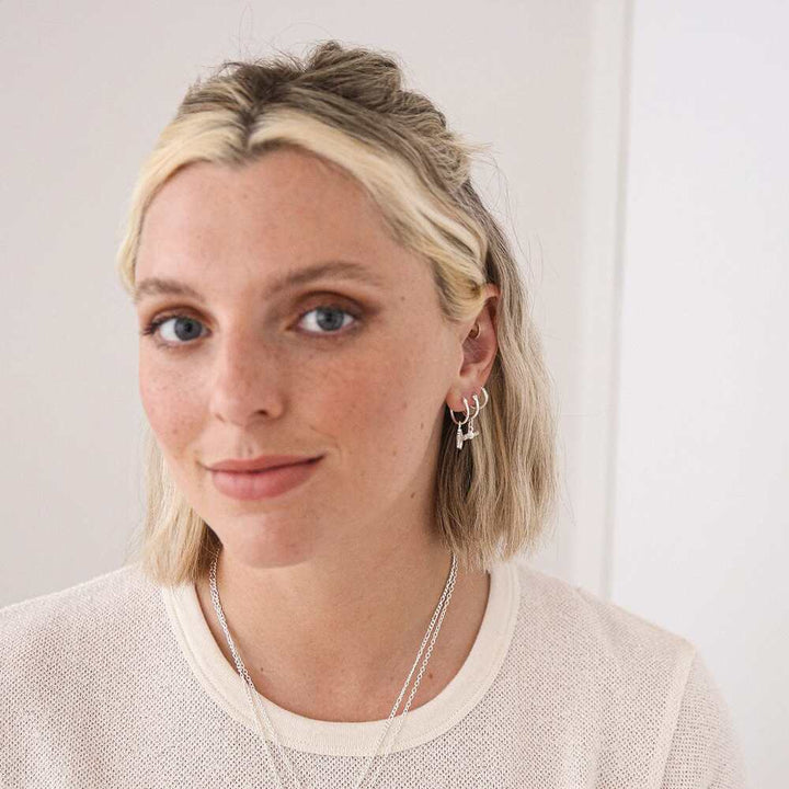 Daisy London Sterling Silver Estee Lalonde T Bar Charm Earrings Additional Image - 3