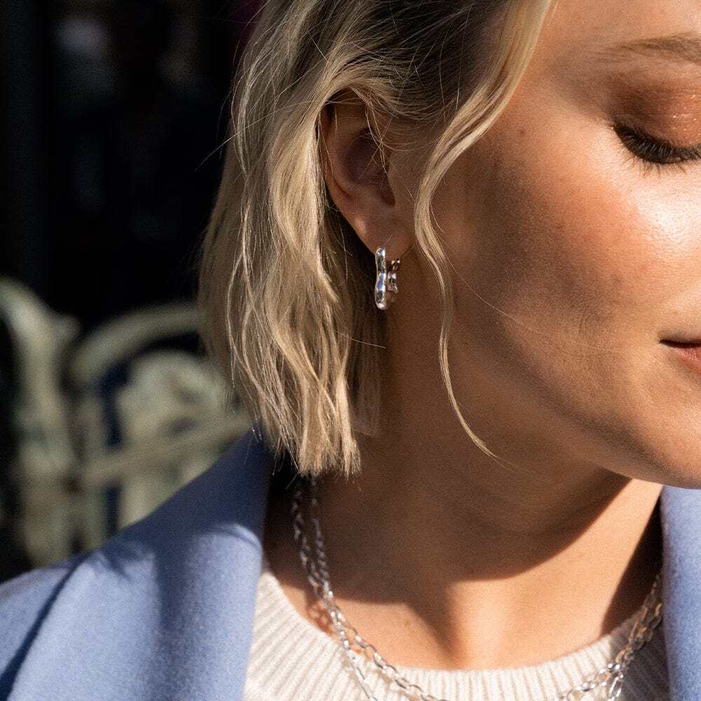 Daisy London Sterling Silver Estee Lalonde Wavy Hoop Earrings Additional Image - 1