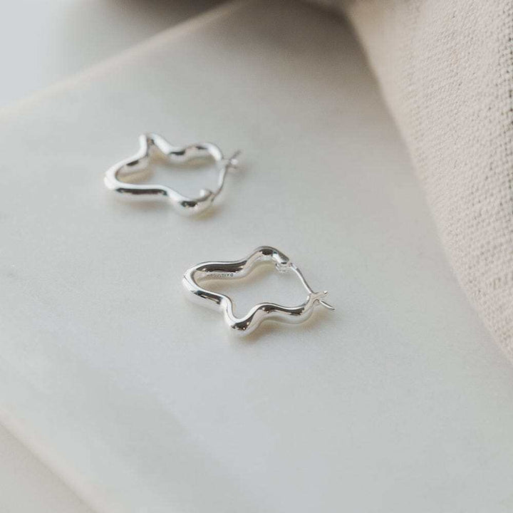 Daisy London Sterling Silver Estee Lalonde Wavy Hoop Earrings Additional Image - 2
