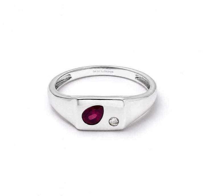 Daisy London Sterling Silver Estee Lalonde Birthstone Signet Ring