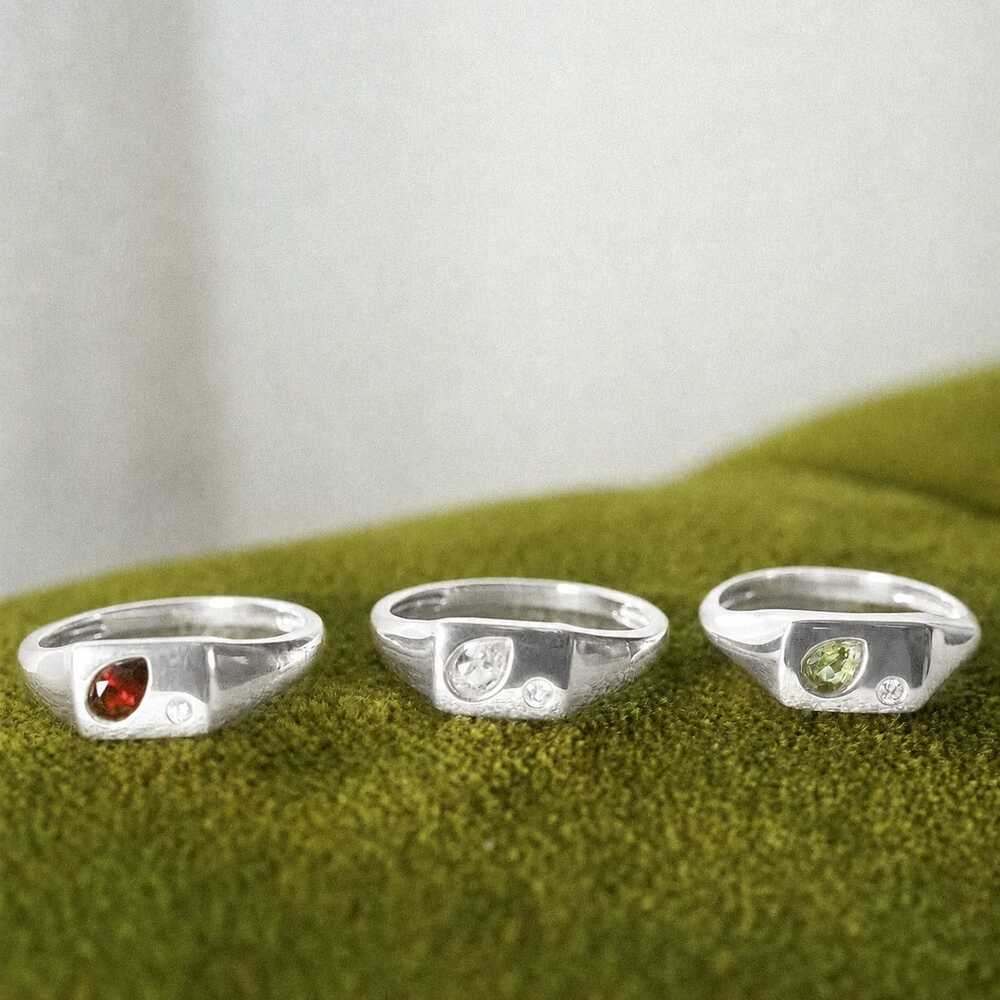 Daisy London Sterling Silver Estee Lalonde Birthstone Signet Ring Additional Image - 7