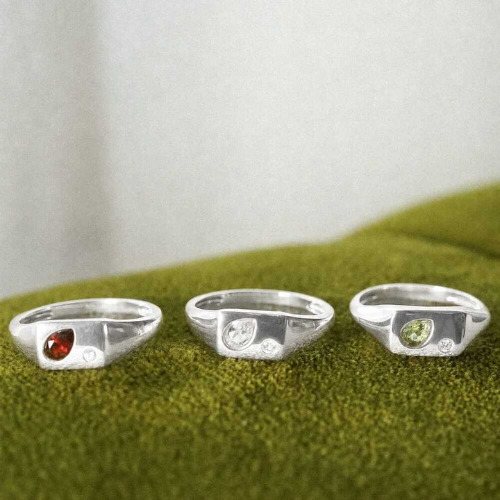 Daisy London Sterling Silver Estee Lalonde Birthstone Signet Ring Additional Image - 7