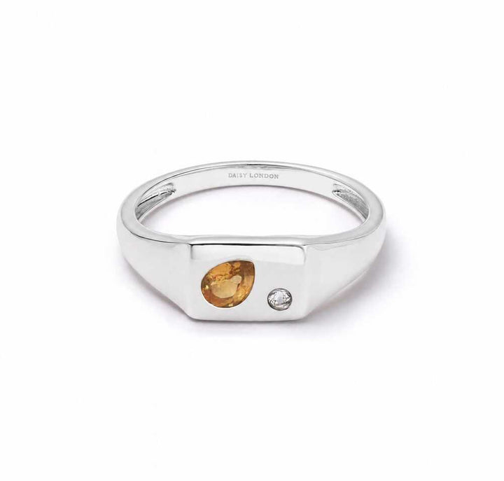 Daisy London Sterling Silver Estee Lalonde Birthstone Signet Ring Additional Image - 8