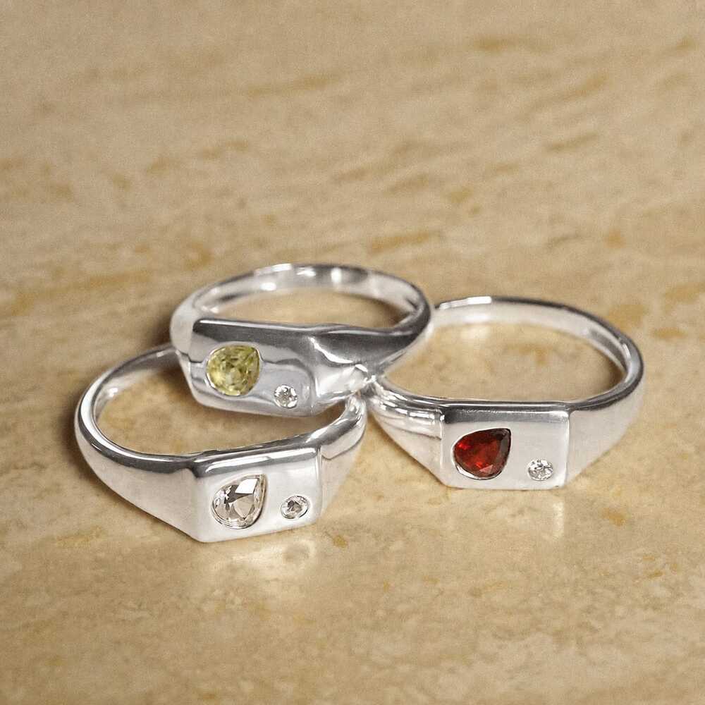 Daisy London Sterling Silver Estee Lalonde Birthstone Signet Ring Additional Image - 9
