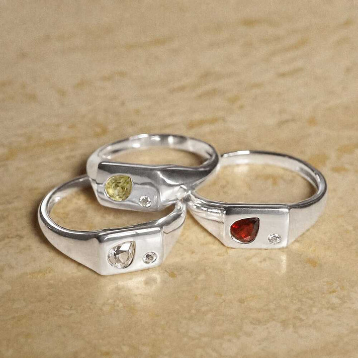 Daisy London Sterling Silver Estee Lalonde Birthstone Signet Ring Additional Image - 9