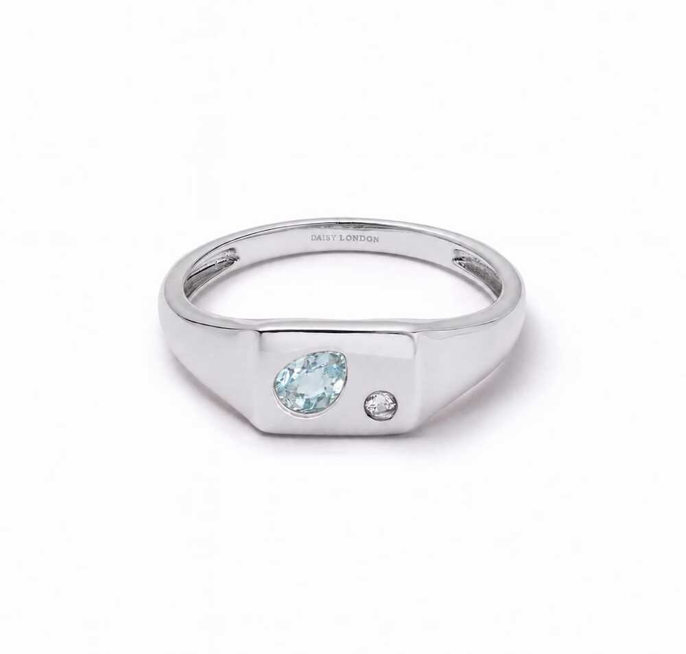 Daisy London Sterling Silver Estee Lalonde Birthstone Signet Ring Additional Image - 10