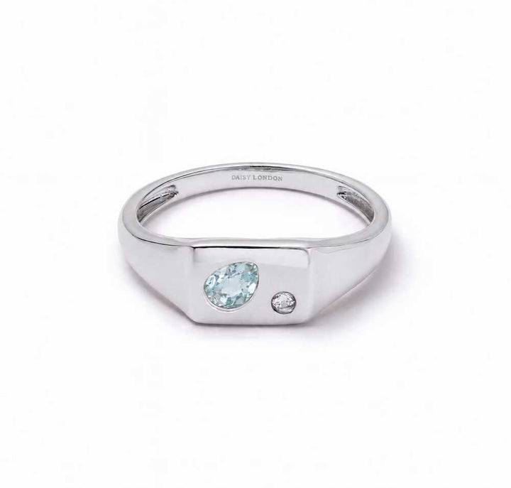 Daisy London Sterling Silver Estee Lalonde Birthstone Signet Ring Additional Image - 10