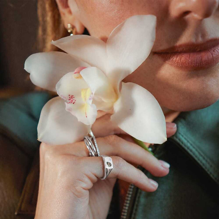 Daisy London Sterling Silver Estee Lalonde Birthstone Signet Ring Additional Image - 1