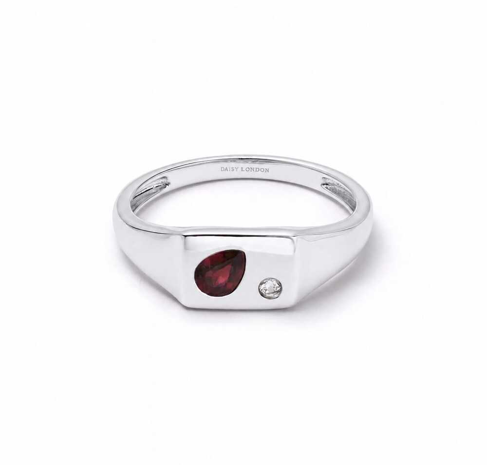 Daisy London Sterling Silver Estee Lalonde Birthstone Signet Ring Additional Image - 11