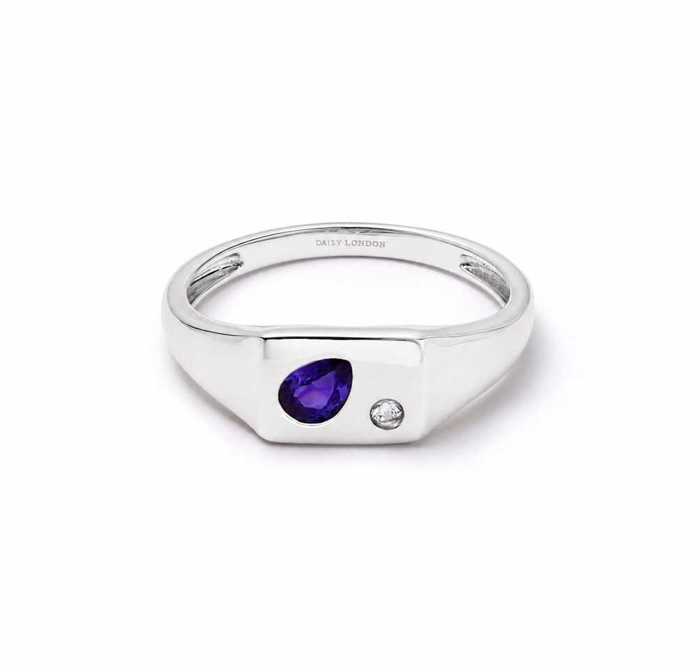 Daisy London Sterling Silver Estee Lalonde Birthstone Signet Ring Additional Image - 12