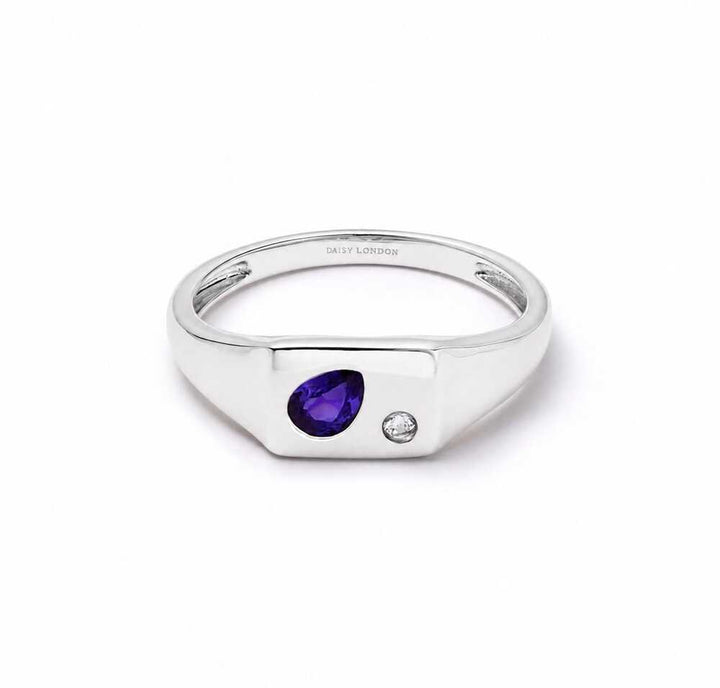 Daisy London Sterling Silver Estee Lalonde Birthstone Signet Ring Additional Image - 12