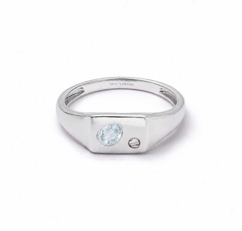 Daisy London Sterling Silver Estee Lalonde Birthstone Signet Ring Additional Image - 13