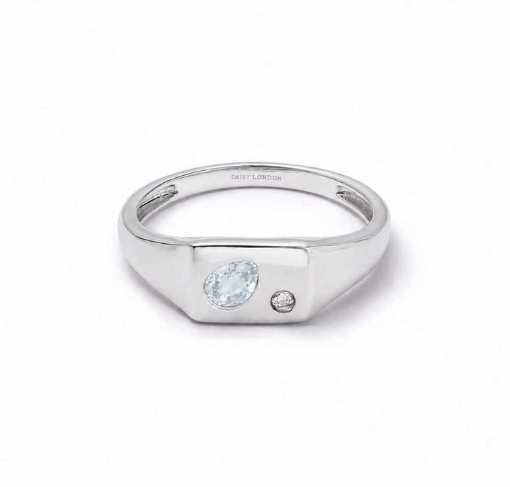 Daisy London Sterling Silver Estee Lalonde Birthstone Signet Ring Additional Image - 13