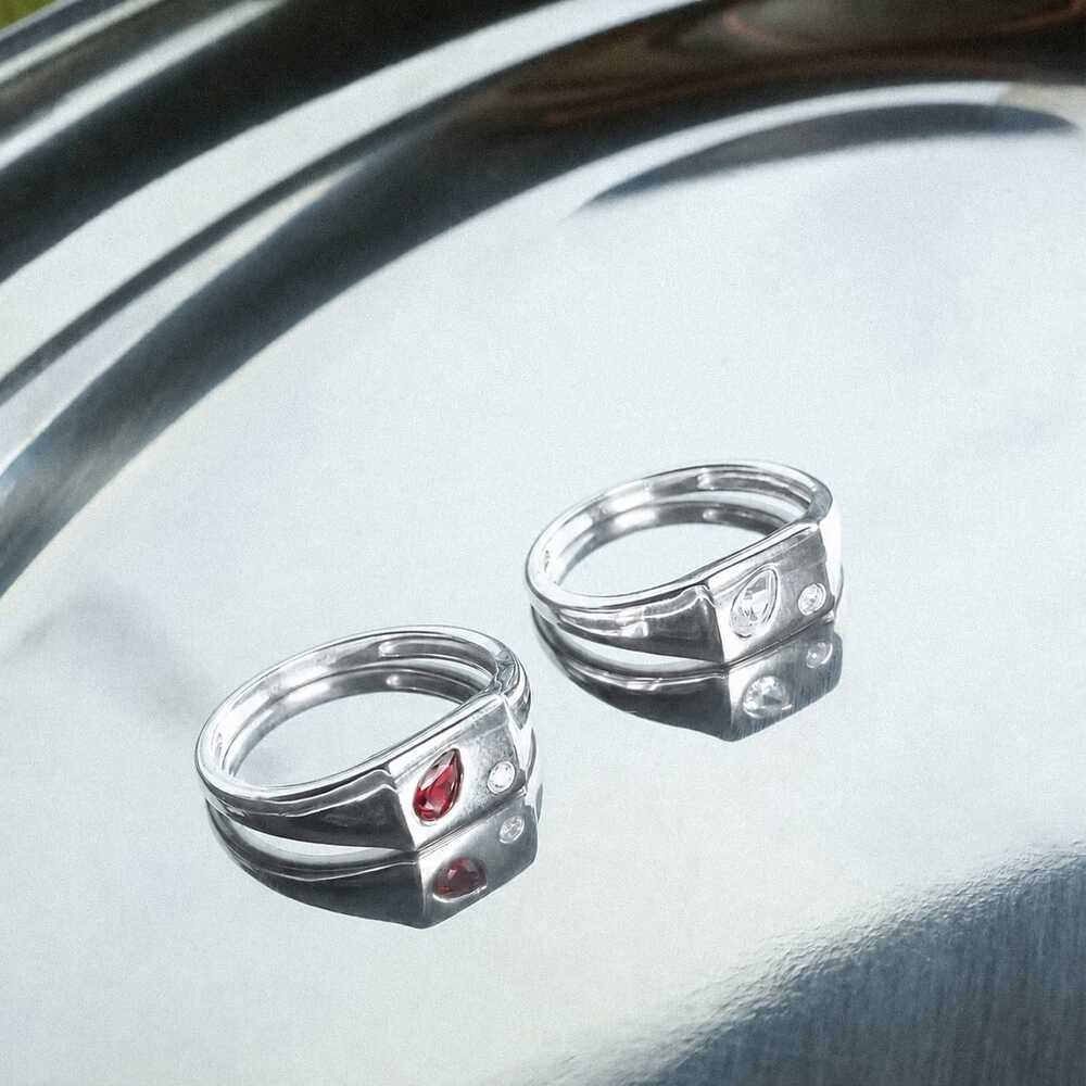 Daisy London Sterling Silver Estee Lalonde Birthstone Signet Ring Additional Image - 2
