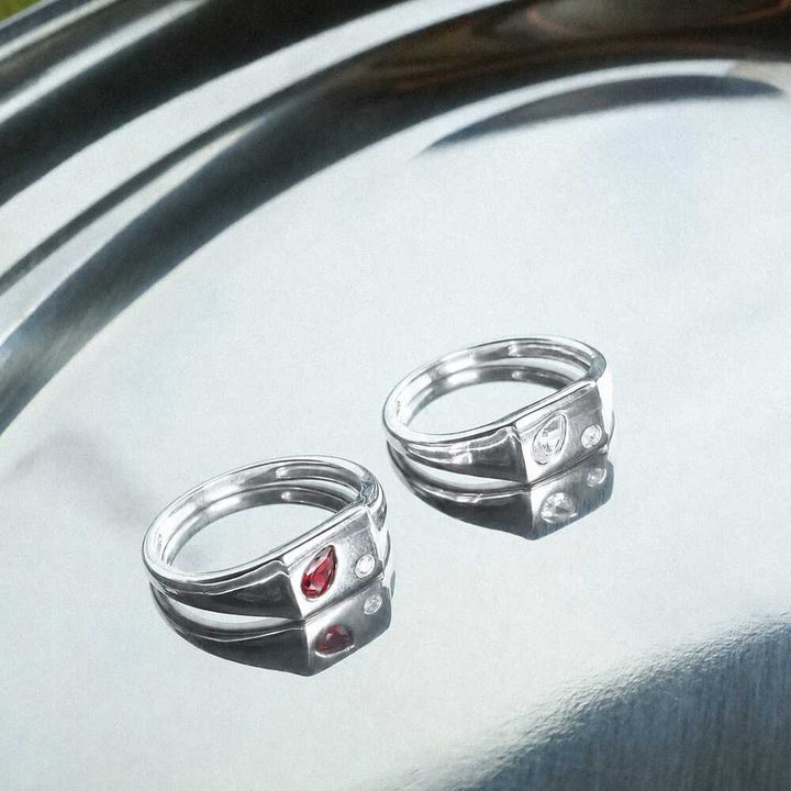 Daisy London Sterling Silver Estee Lalonde Birthstone Signet Ring Additional Image - 2