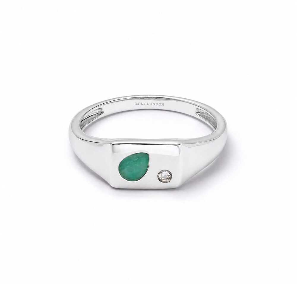 Daisy London Sterling Silver Estee Lalonde Birthstone Signet Ring Additional Image - 16