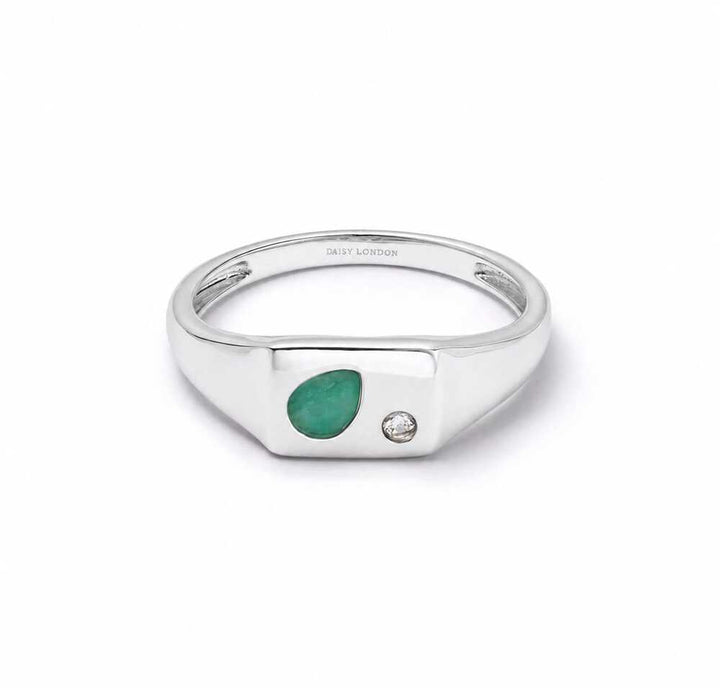 Daisy London Sterling Silver Estee Lalonde Birthstone Signet Ring Additional Image - 16