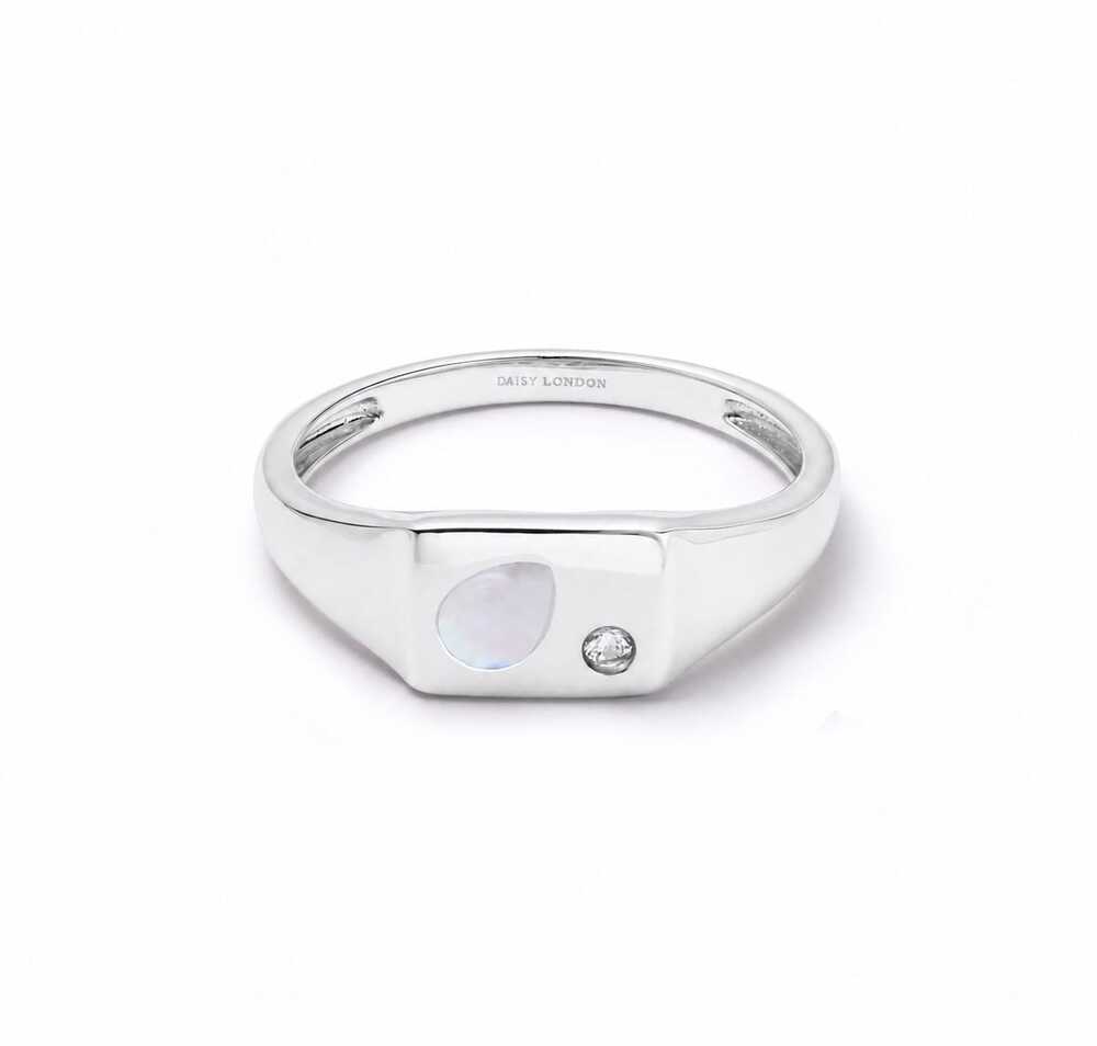 Daisy London Sterling Silver Estee Lalonde Birthstone Signet Ring Additional Image - 17