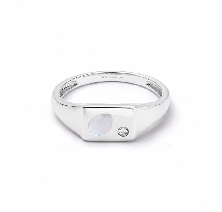 Daisy London Sterling Silver Estee Lalonde Birthstone Signet Ring Additional Image - 17