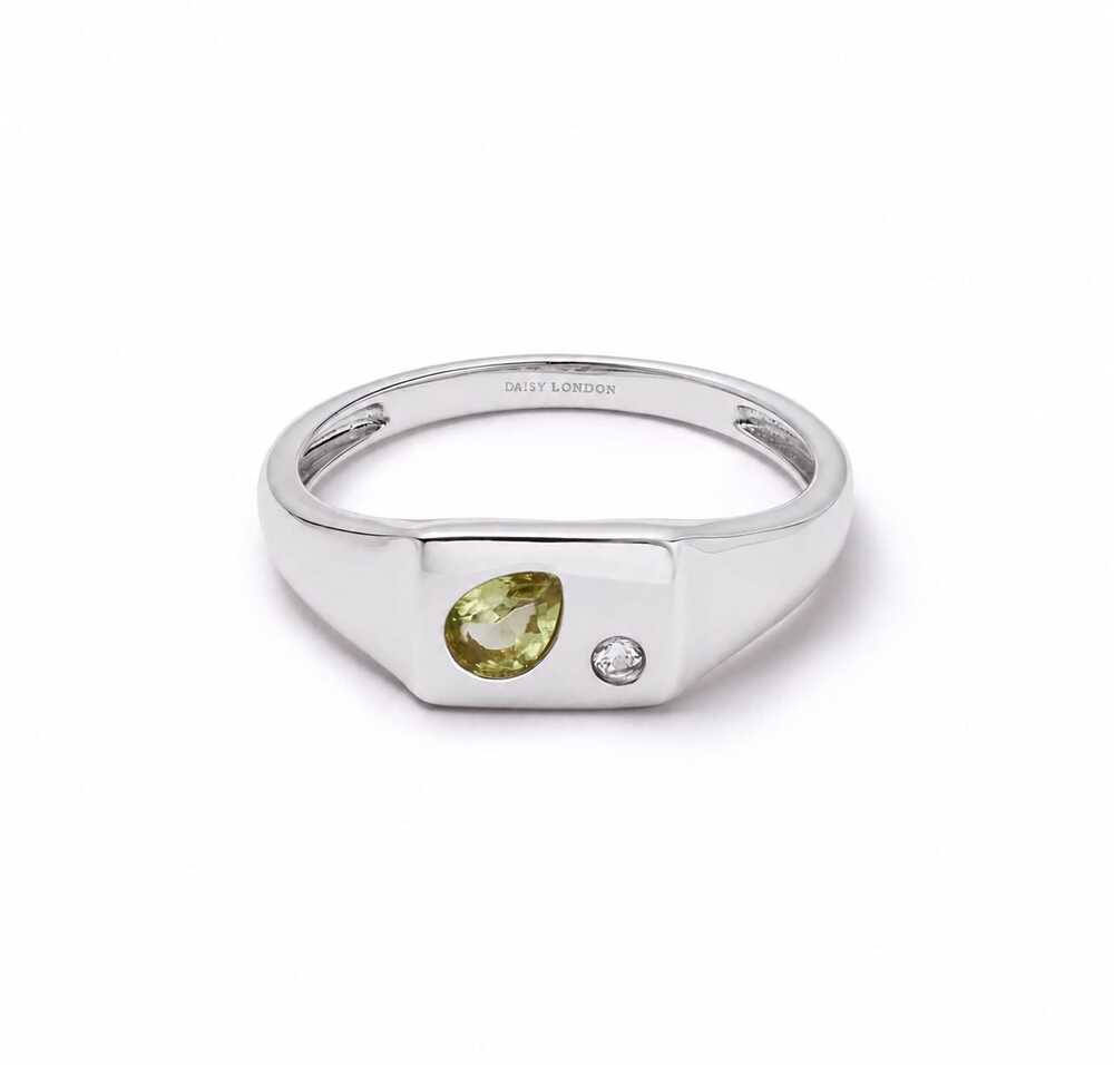 Daisy London Sterling Silver Estee Lalonde Birthstone Signet Ring Additional Image - 4