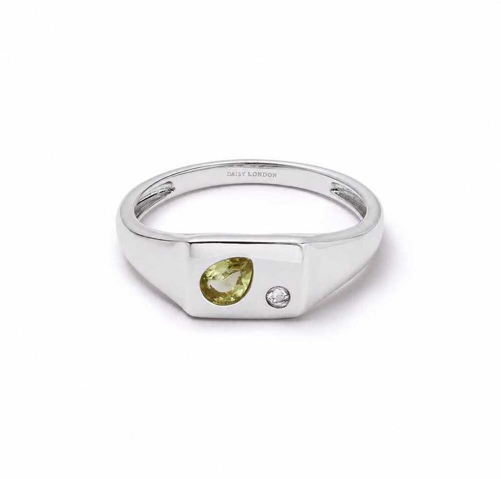 Daisy London Sterling Silver Estee Lalonde Birthstone Signet Ring Additional Image - 4