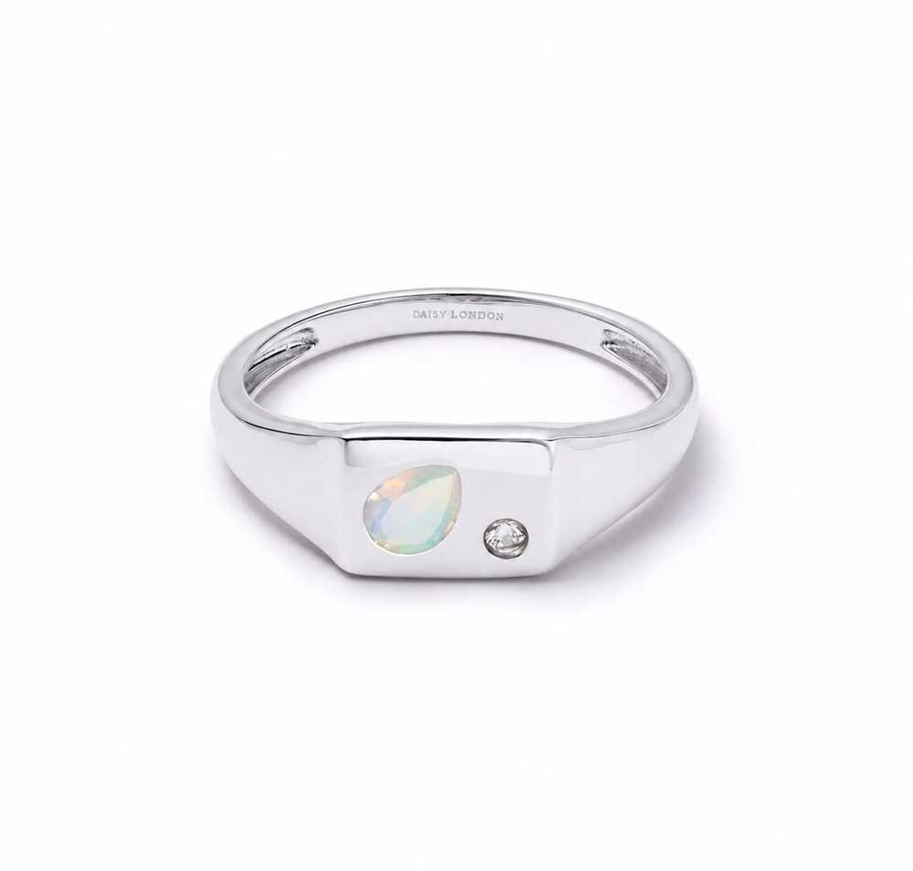 Daisy London Sterling Silver Estee Lalonde Birthstone Signet Ring Additional Image - 6