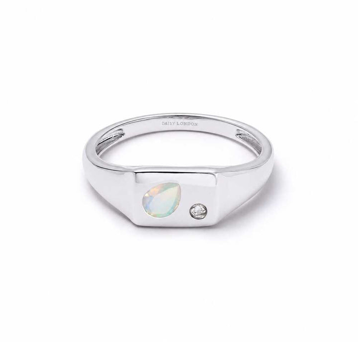 Daisy London Sterling Silver Estee Lalonde Birthstone Signet Ring Additional Image - 6
