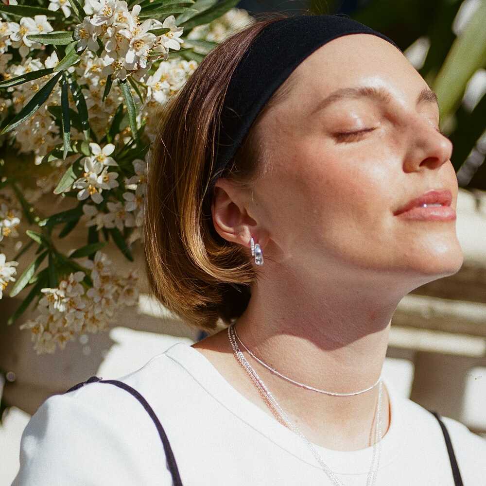 Daisy London Sterling Silver Estee Lalonde Chunky Organic Hoop Earrings Additional Image - 1