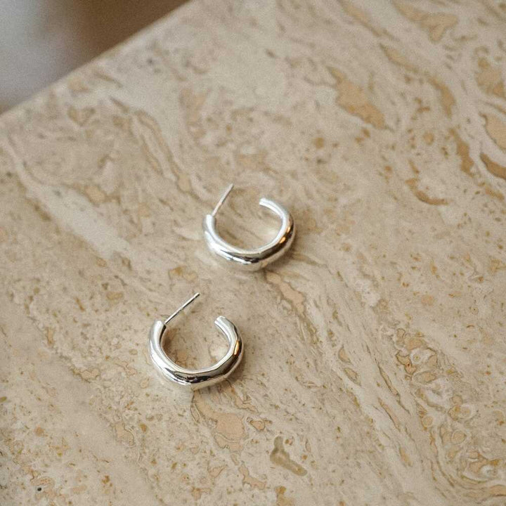 Daisy London Sterling Silver Estee Lalonde Chunky Organic Hoop Earrings Additional Image - 2