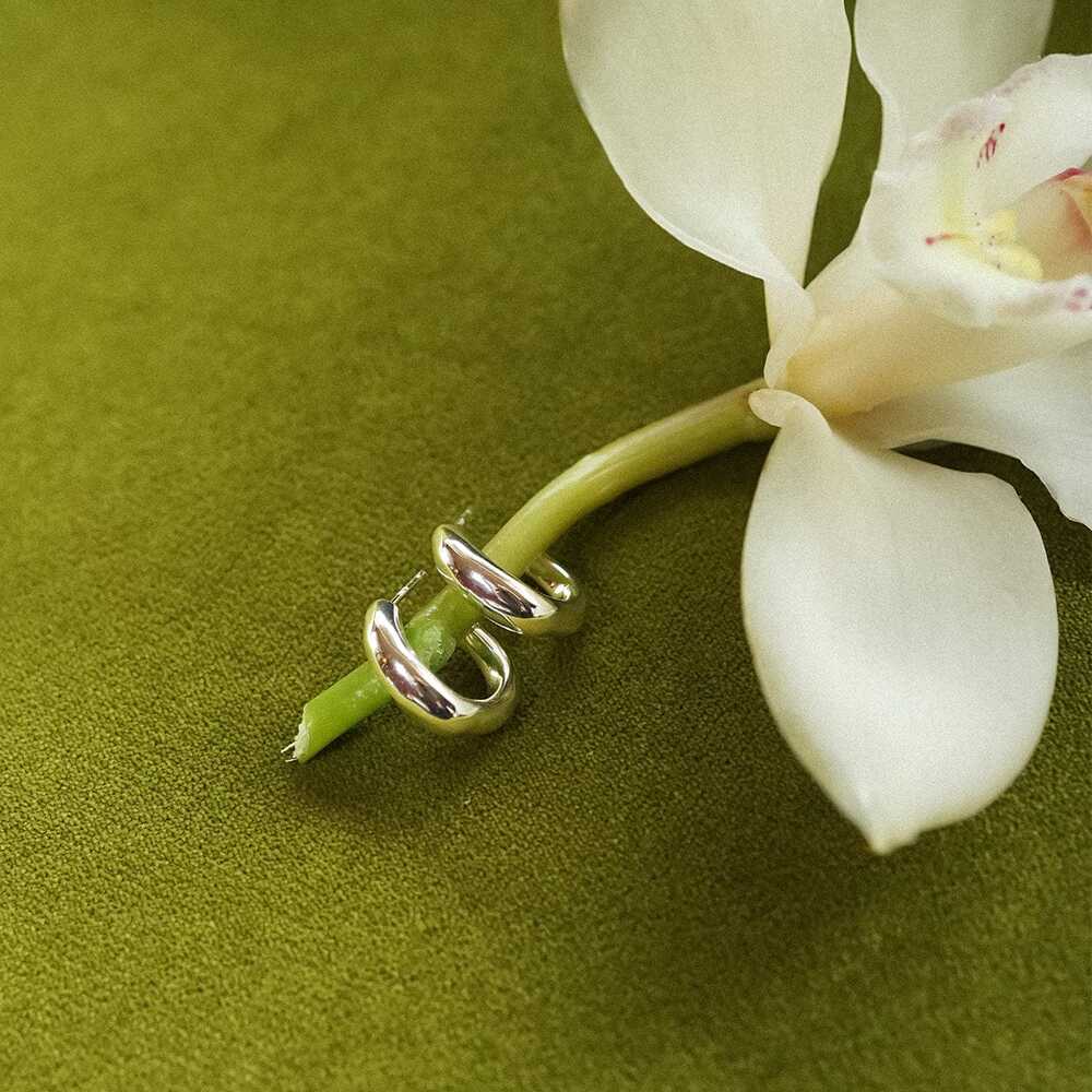 Daisy London Sterling Silver Estee Lalonde Chunky Organic Hoop Earrings Additional Image - 4