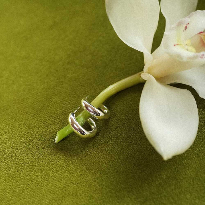 Daisy London Sterling Silver Estee Lalonde Chunky Organic Hoop Earrings Additional Image - 4