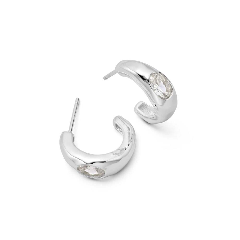 Daisy London Sterling Silver Estee Lalonde Chunky Sapphire Hoop Earrings